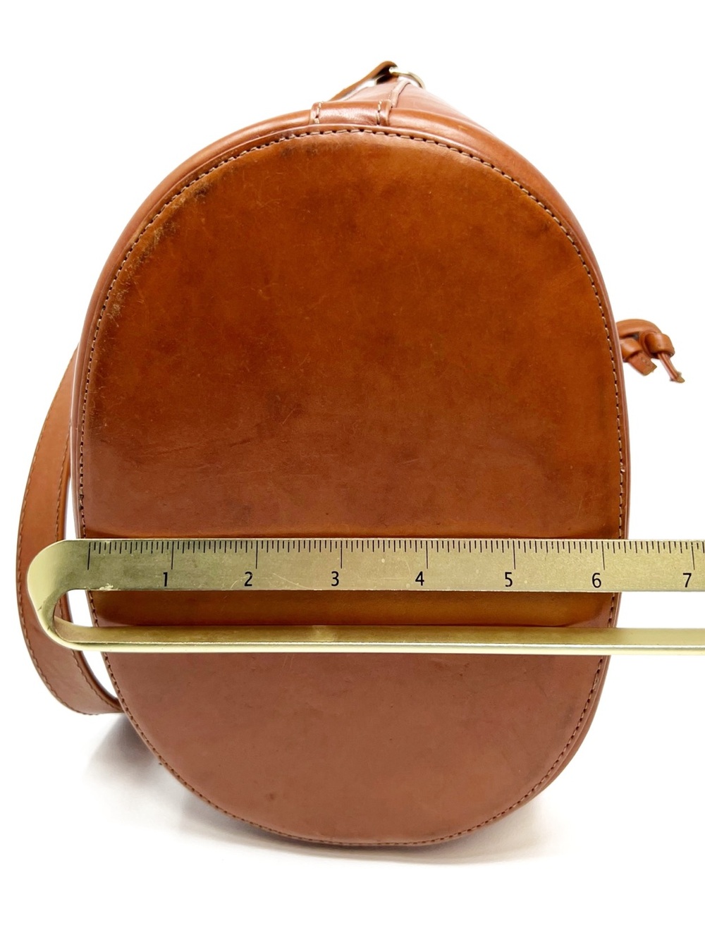 Sezane Farrow Bag Natural (Brown) Heritage Leather Bucket Shape Handbag - Picture 14 of 15